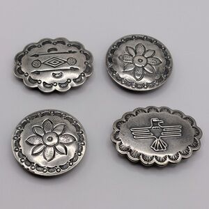 Native American Silver Concho Button Cover Set(4)